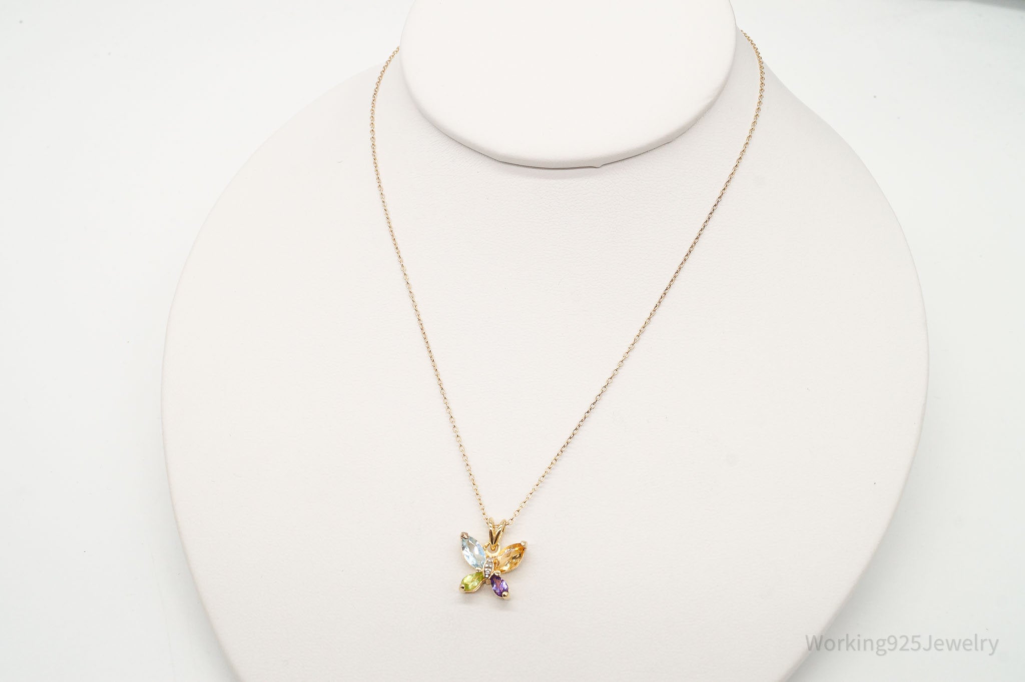 Ross Simons Multi Gemstone Butterfly Gold Vermeil Sterling Silver Necklace | Jewelry > Necklaces > Pendants | Wiccan Center