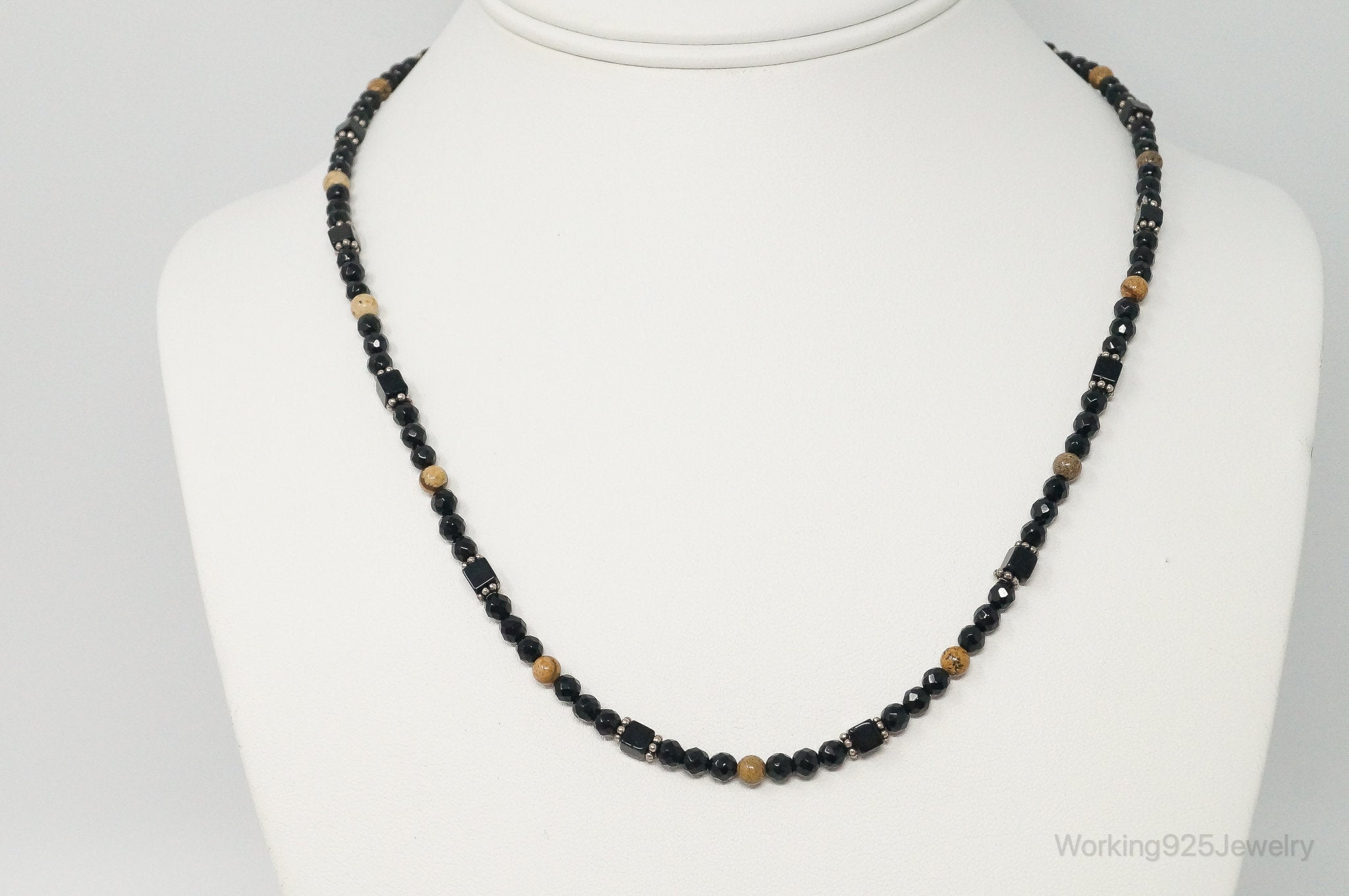 Designer SAJEN Black Onyx Jasper Beads Sterling Silver Necklace | Jewelry > Necklaces > Pendants | Wiccan Center