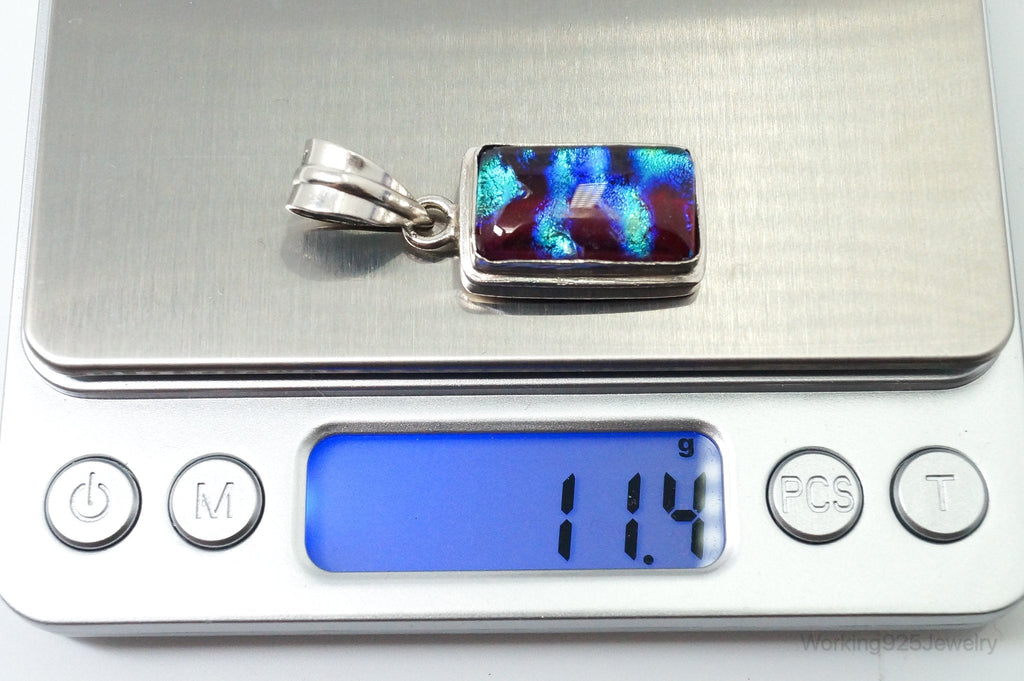 Vintage Dichroic Glass Sterling Silver Necklace Pendant | Jewelry > Necklaces > Pendants | Wiccan Center