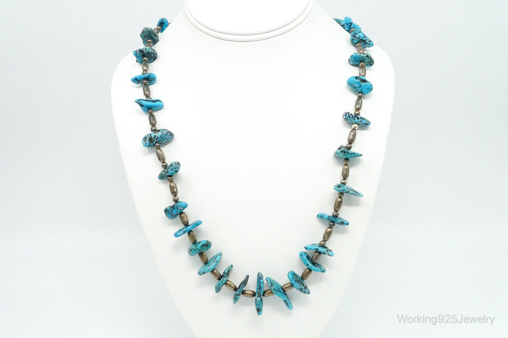 Vintage Native American Turquoise Beaded Sterling Silver Necklace | Jewelry > Necklaces > Pendants | Wiccan Center