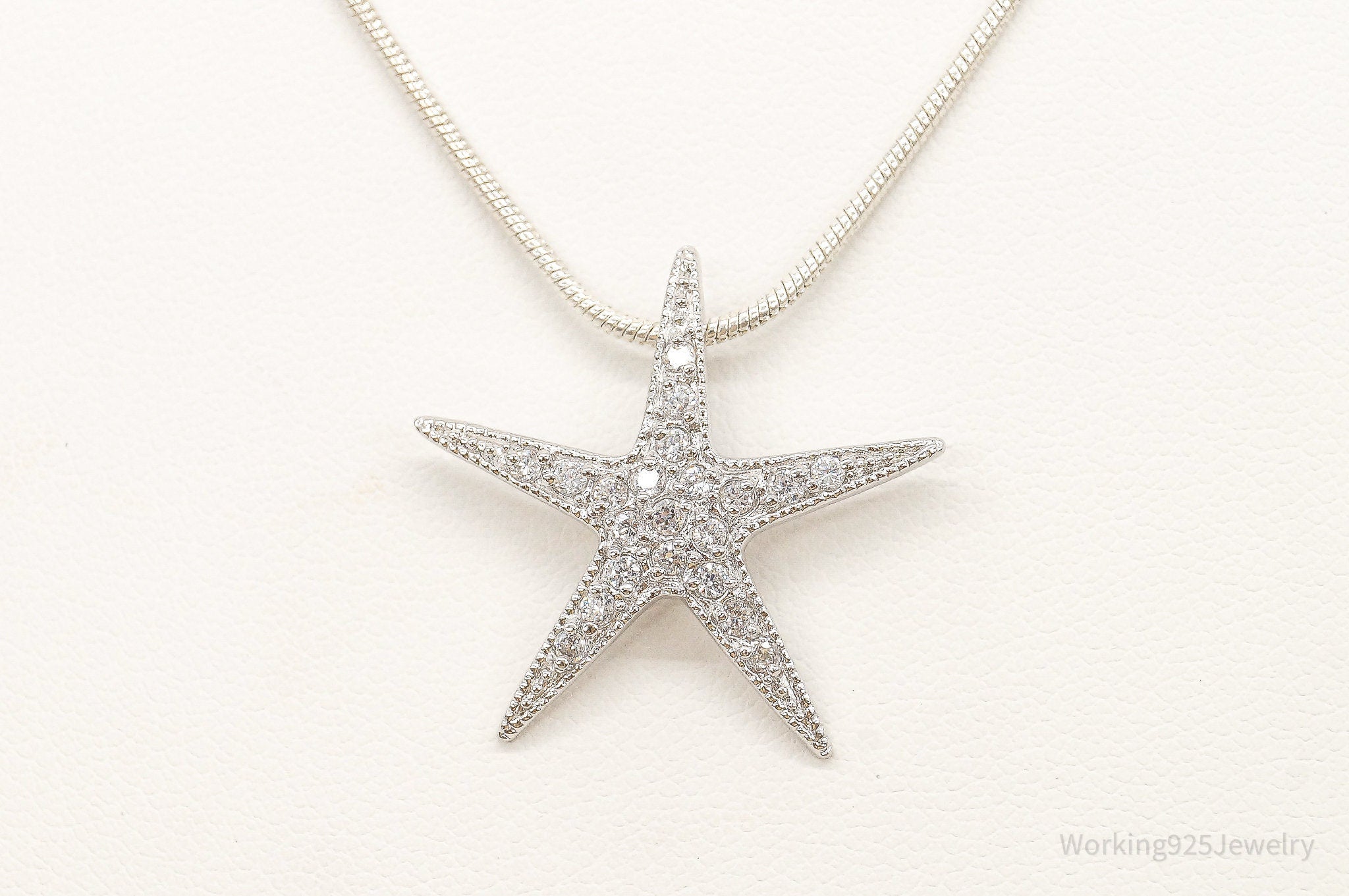 Cubic Zirconia Starfish Sterling Silver Necklace | Jewelry > Necklaces > Pendants | Wiccan Center