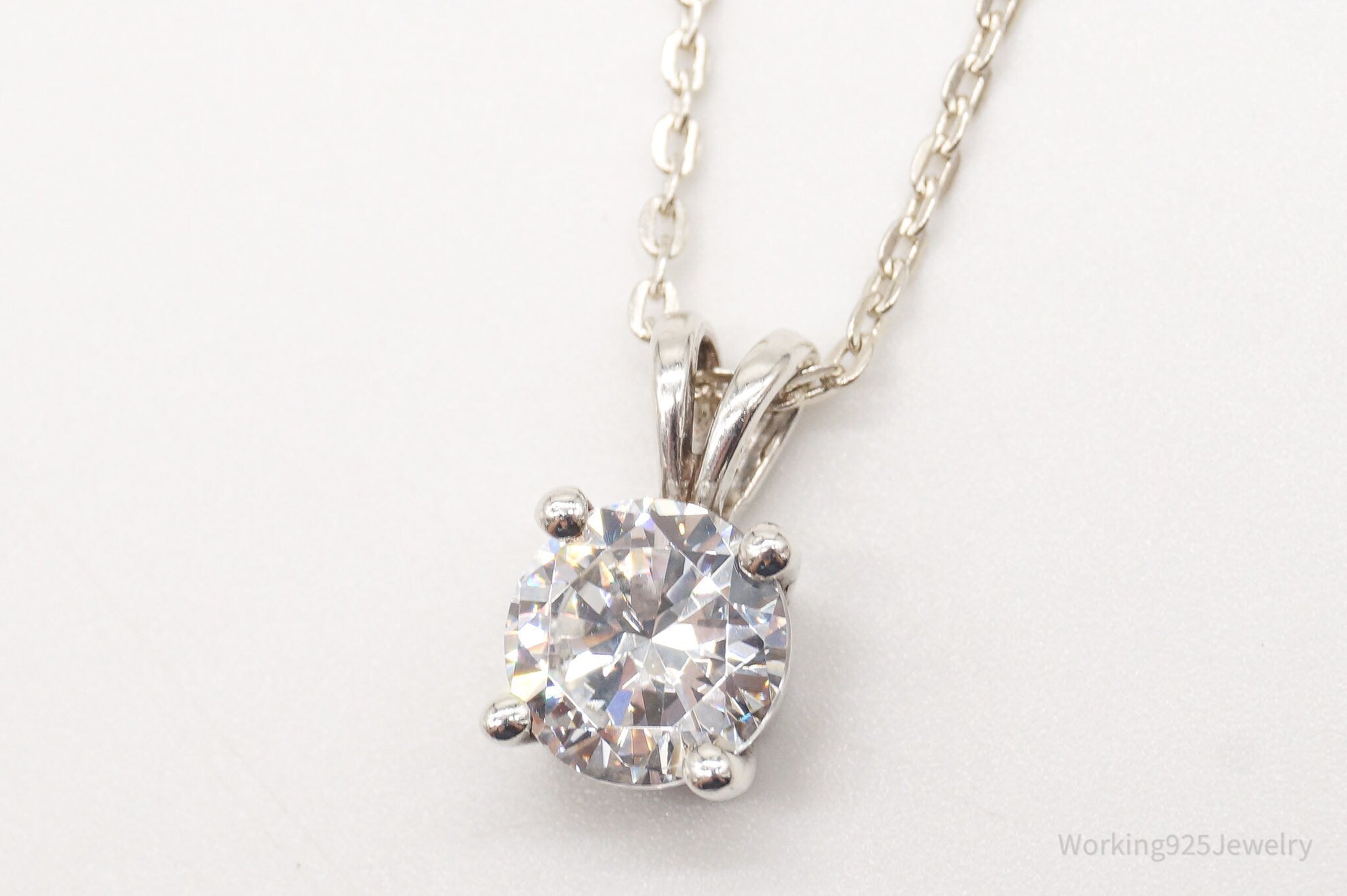 Vintage Large Cubic Zirconia DQCZ Sterling Silver Necklace | Jewelry > Necklaces > Pendants | Wiccan Center