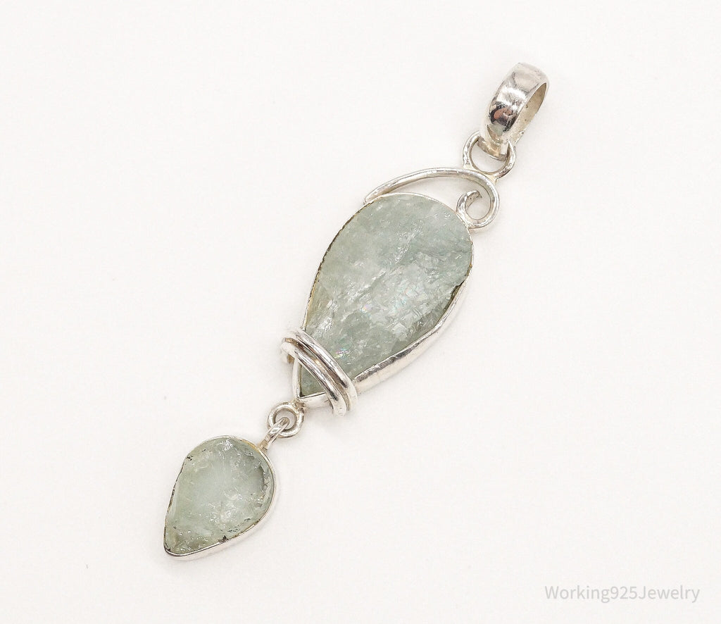 Vintage Designer SJ Large Green Calcite Sterling Silver Pendant | Jewelry > Necklaces > Pendants | Wiccan Center