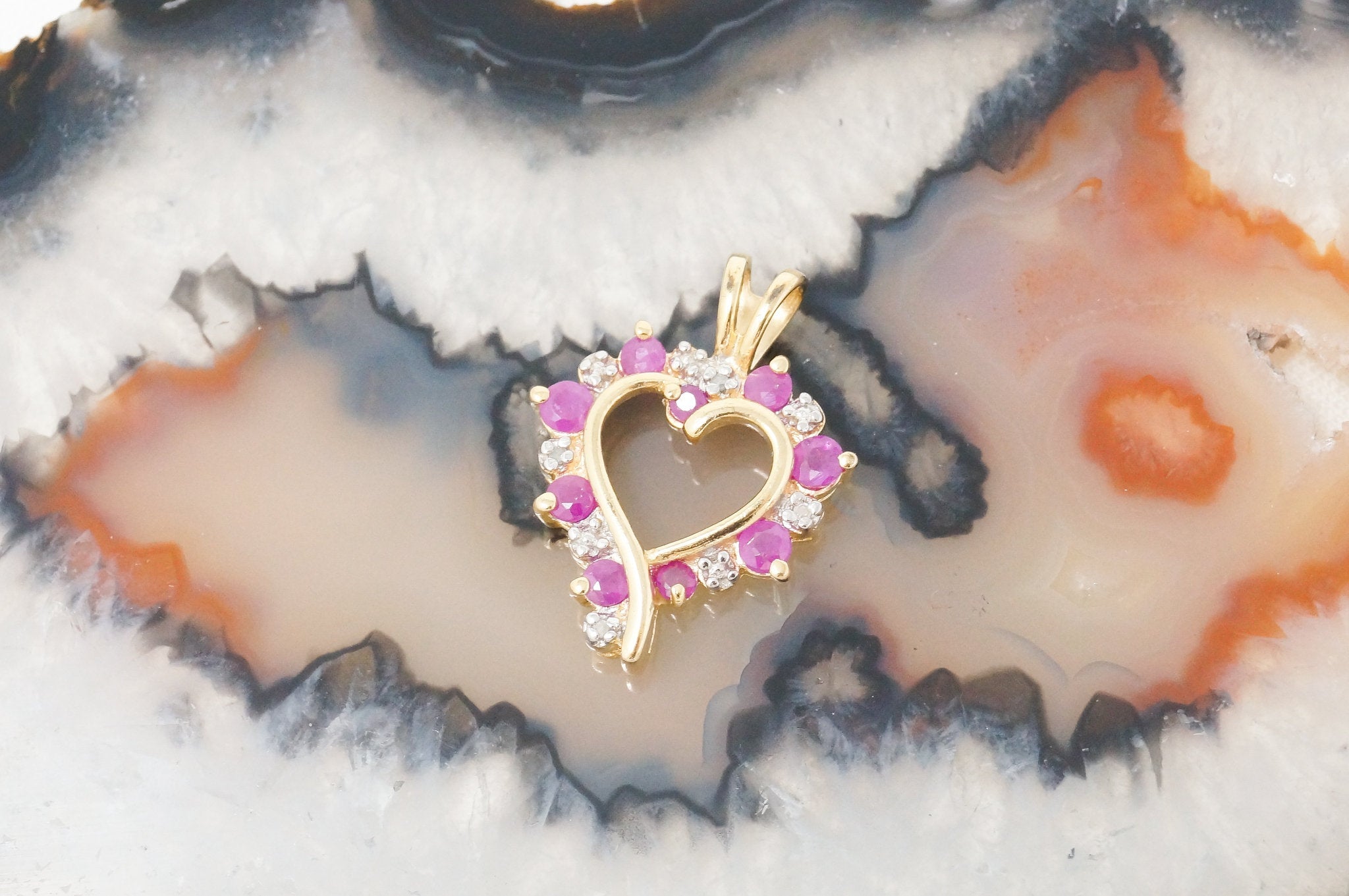 Vintage Ruby Heart Cubic Zirconia Gold Vermeil Sterling Silver Necklace Pendant | Jewelry > Necklaces > Pendants | Wiccan Center