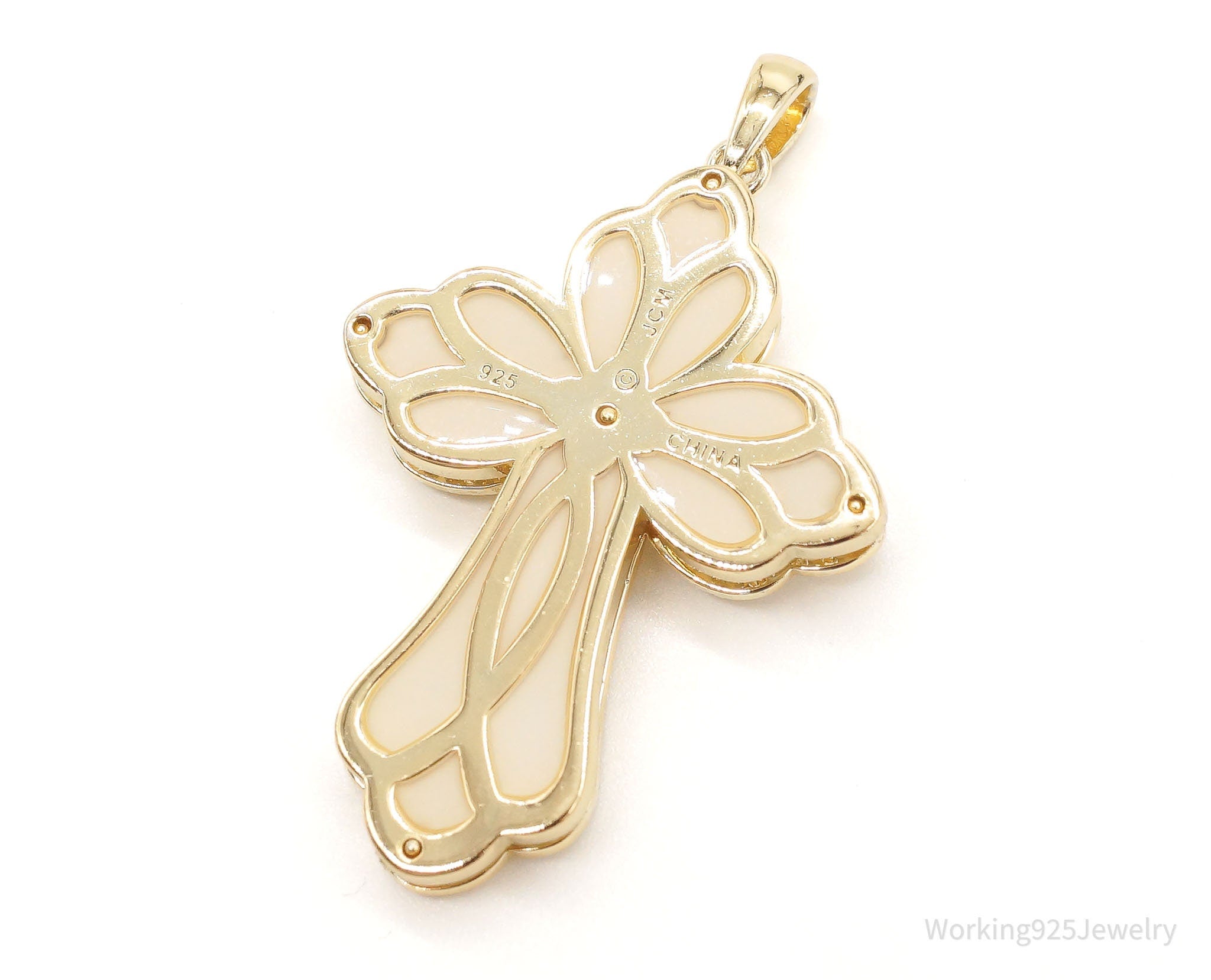 Large Designer JCM Swarovski Crystal Gold Vermeil Cross Sterling Silver Pendant | Jewelry > Necklaces > Pendants | Wiccan Center