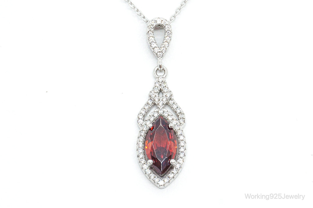 Garnet Cubic Zirconia Sterling Silver Necklace | Jewelry > Necklaces > Pendants | Wiccan Center