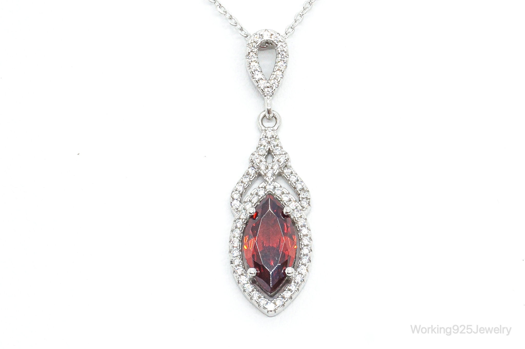 Garnet Cubic Zirconia Sterling Silver Necklace | Jewelry > Necklaces > Pendants | Wiccan Center