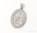 Large Vintage Faux Pearl Cubic Zirconia Sterling Silver Pendant | Jewelry > Necklaces > Pendants | Wiccan Center