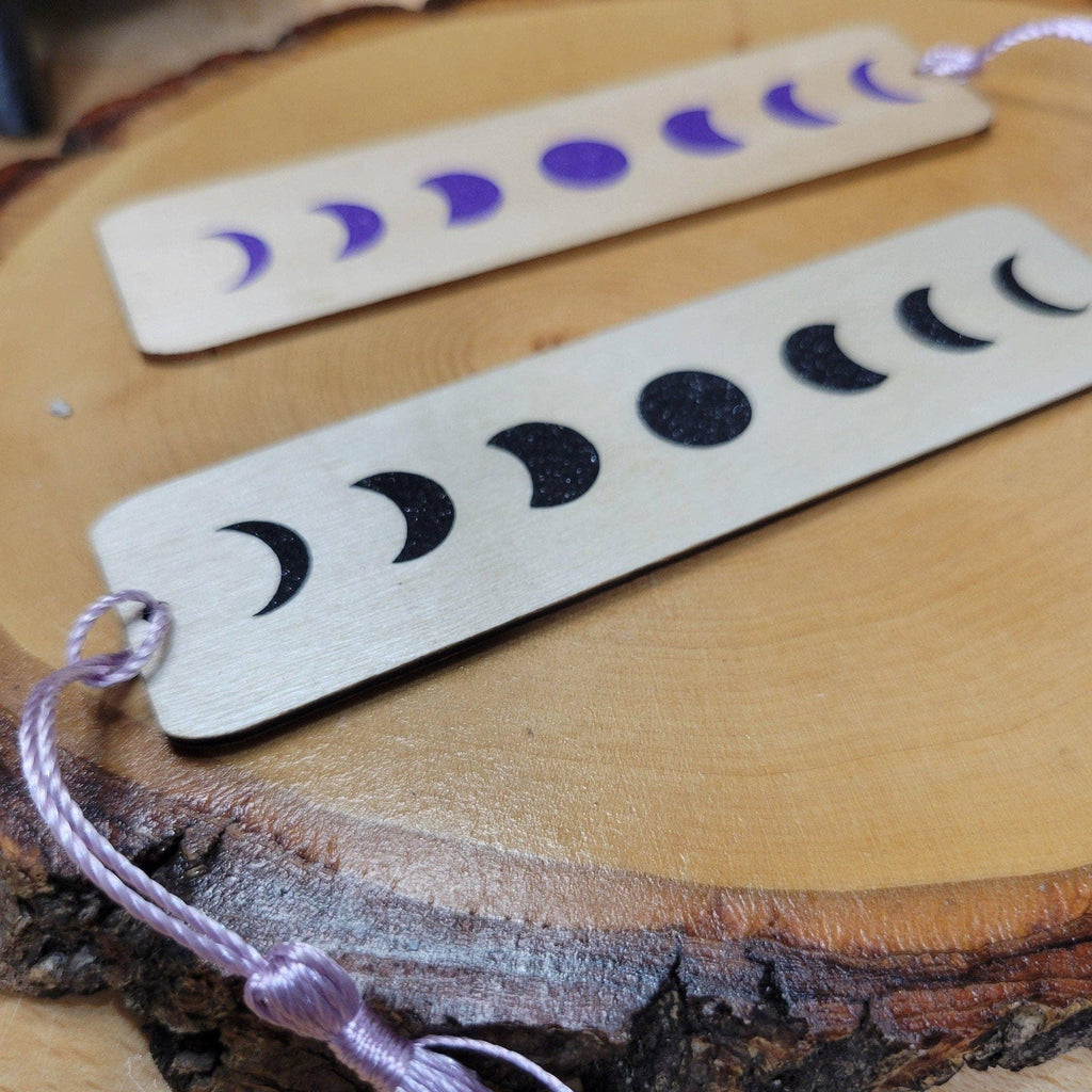 Moon Phases Wood Bookmark
