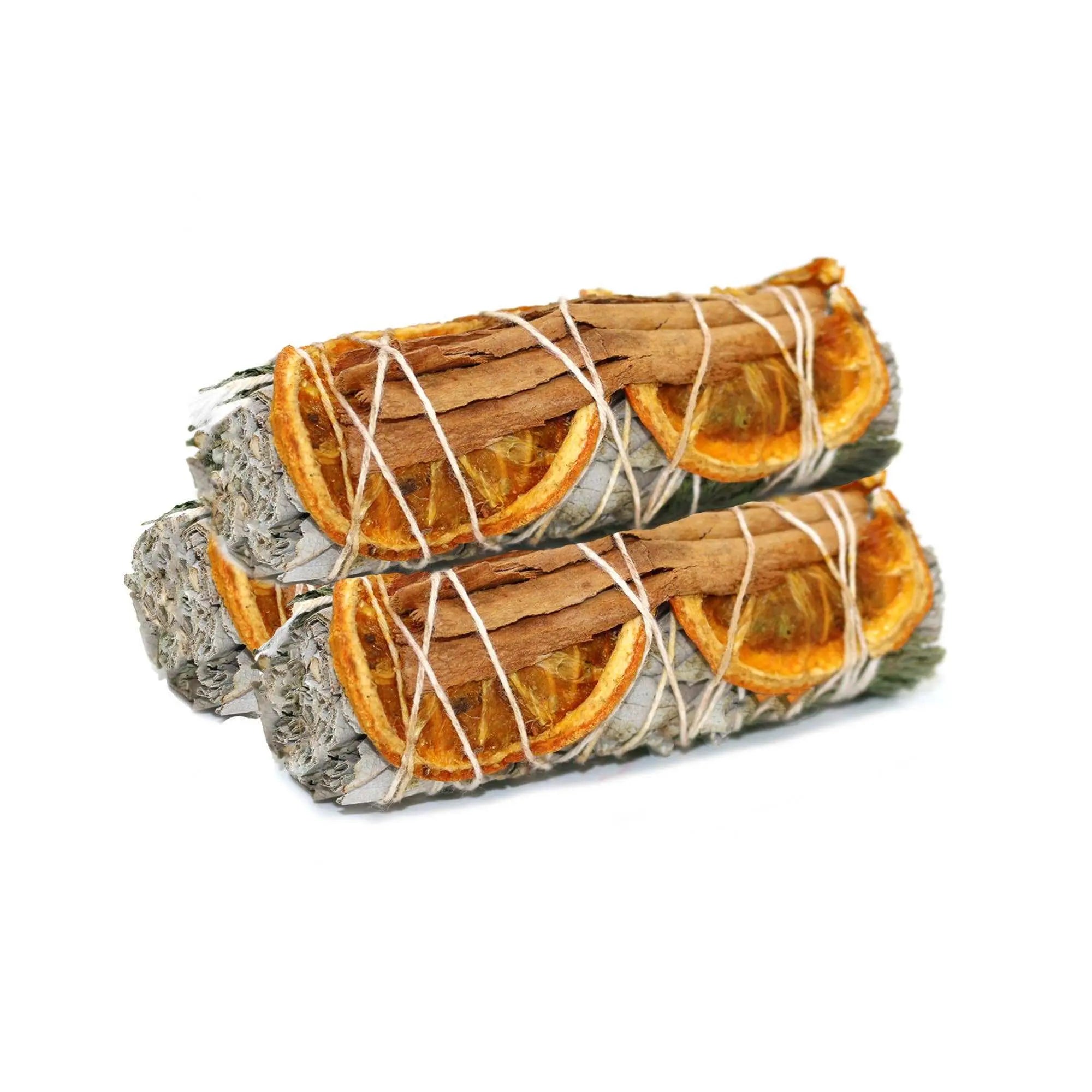Cinnamon, Orange & White Sage Smudge Stick (4 in.) | Smudge Sticks | Wiccan Center