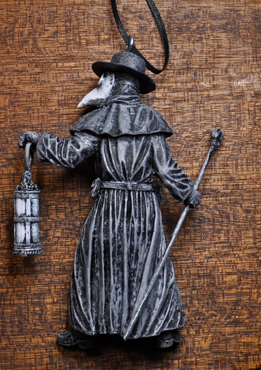 Plague Doctor Ornament, Hand Painted Resin Sculpture | Gothic Medieval History Figurine | Dark Folklore Ornament for Spooky Holiday Decor