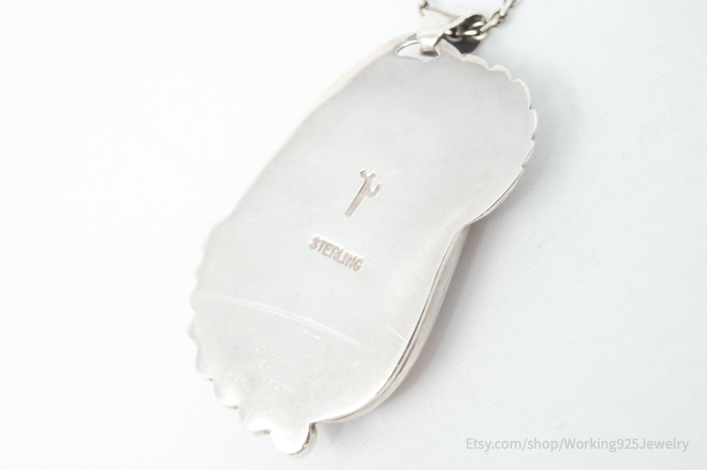 Vintage Signed Native American Crazy Lace Agate Sterling Silver Necklace | Jewelry > Necklaces > Pendants | Wiccan Center