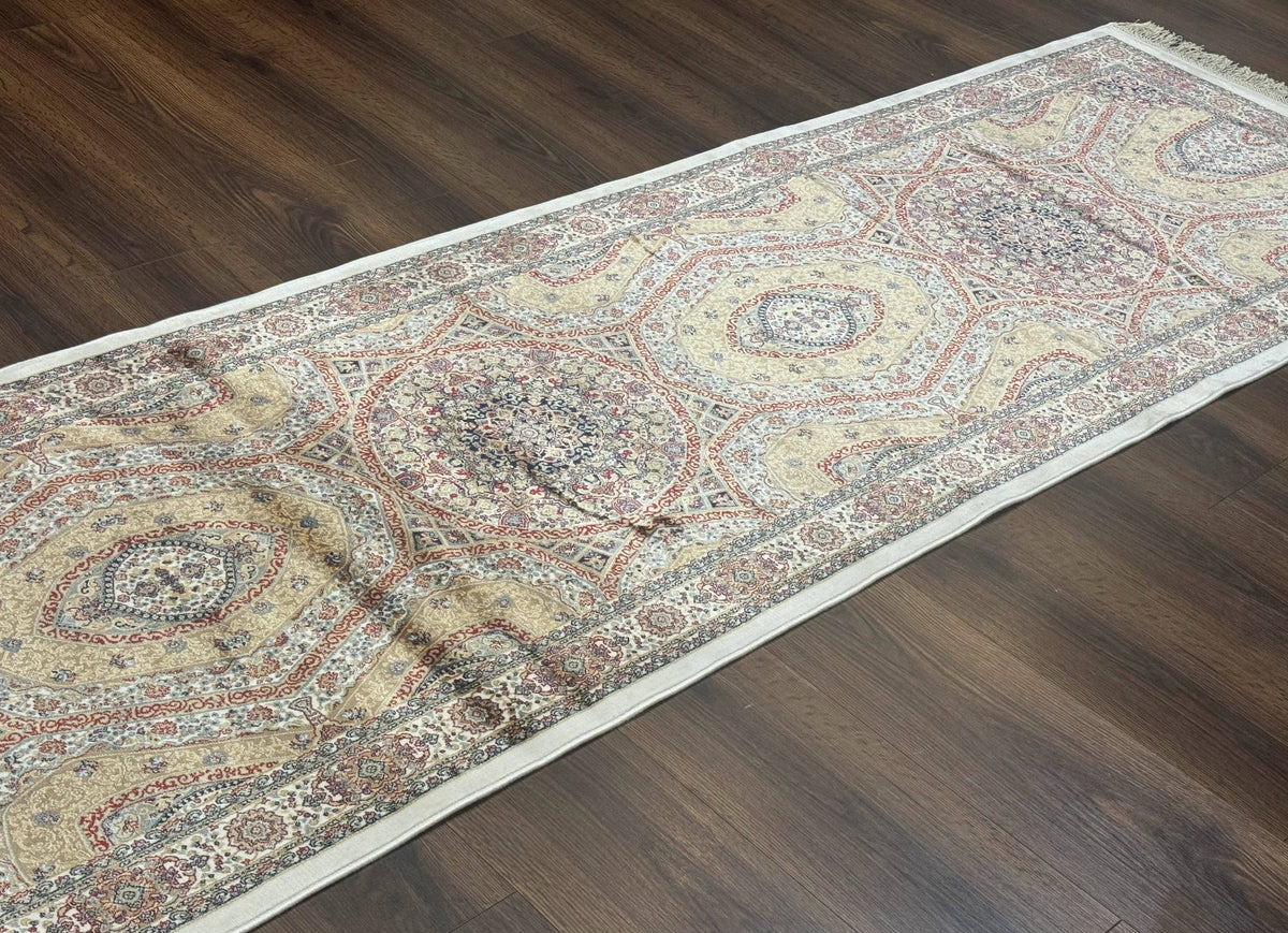 Turkish Silk Runner Rug 2.6 x 13, Dome Design, Hereke Runner, Bamboo Silk, New | Runners | Wiccan Center