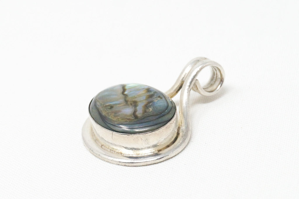 Vintage Mexico Designer Paua Abalone Shell Southwestern Sterling Silver Pendant | Jewelry > Necklaces > Pendants | Wiccan Center