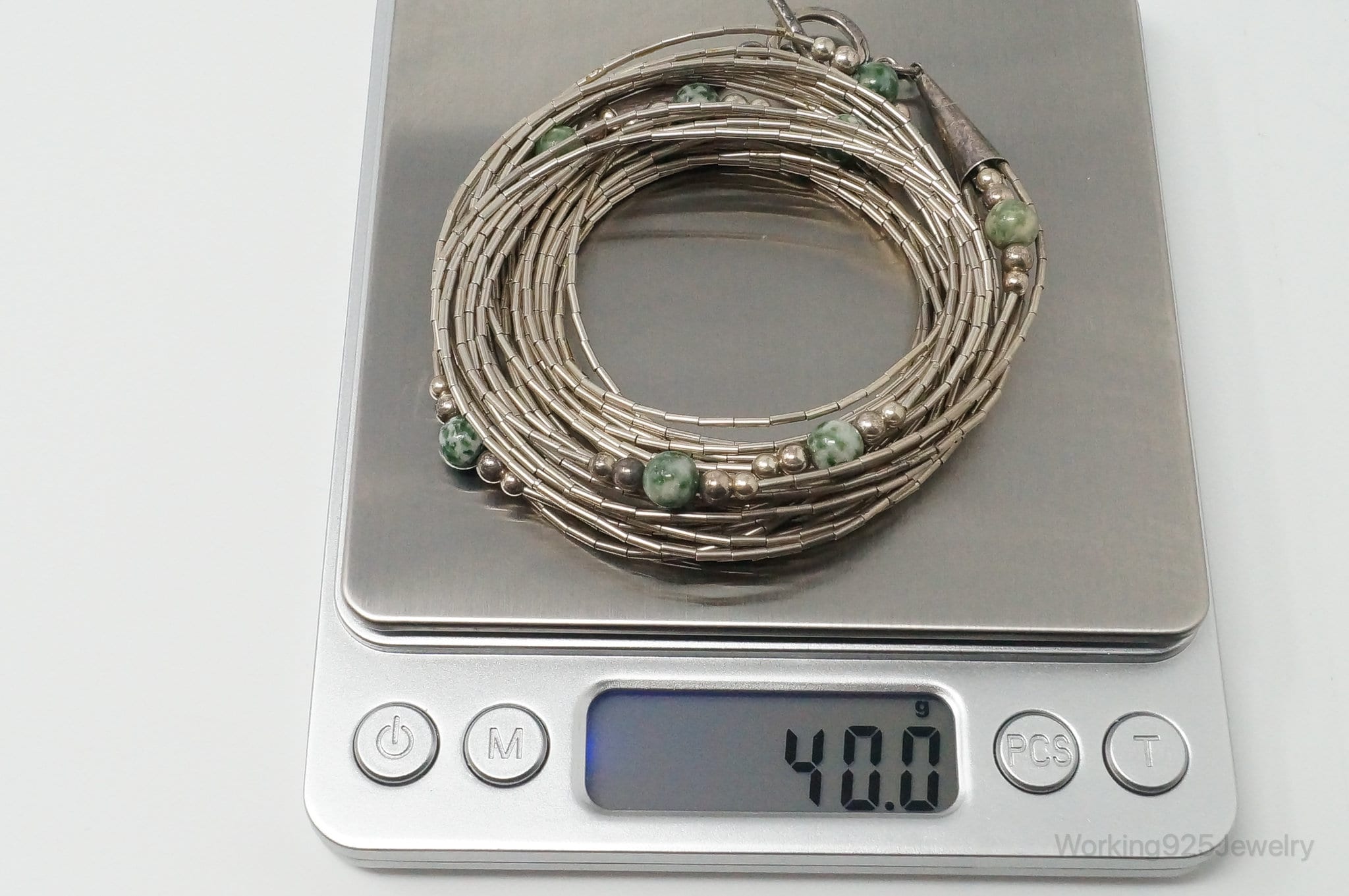 Vintage Native American Unsigned Green Spot Jasper Sterling Silver Necklace | Jewelry > Necklaces > Pendants | Wiccan Center