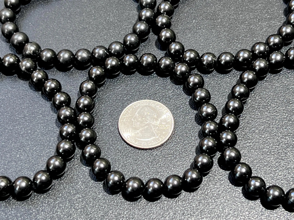 Black Shungite Bead Stretch Bracelet (8mm Beads) Gemstone Jewelry Supply | Jewelry > Bracelets > Beaded Bracelets | Wiccan Center