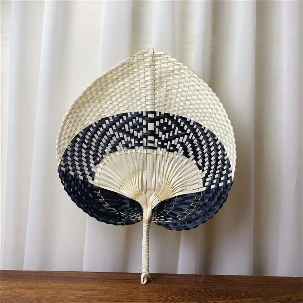 Colorful Handmade Fan Chinese Style Heart Shaped Straw Bamboo Woven Fan Summer Anti-Mosquito Cooler Handfan Home Decor Pendants