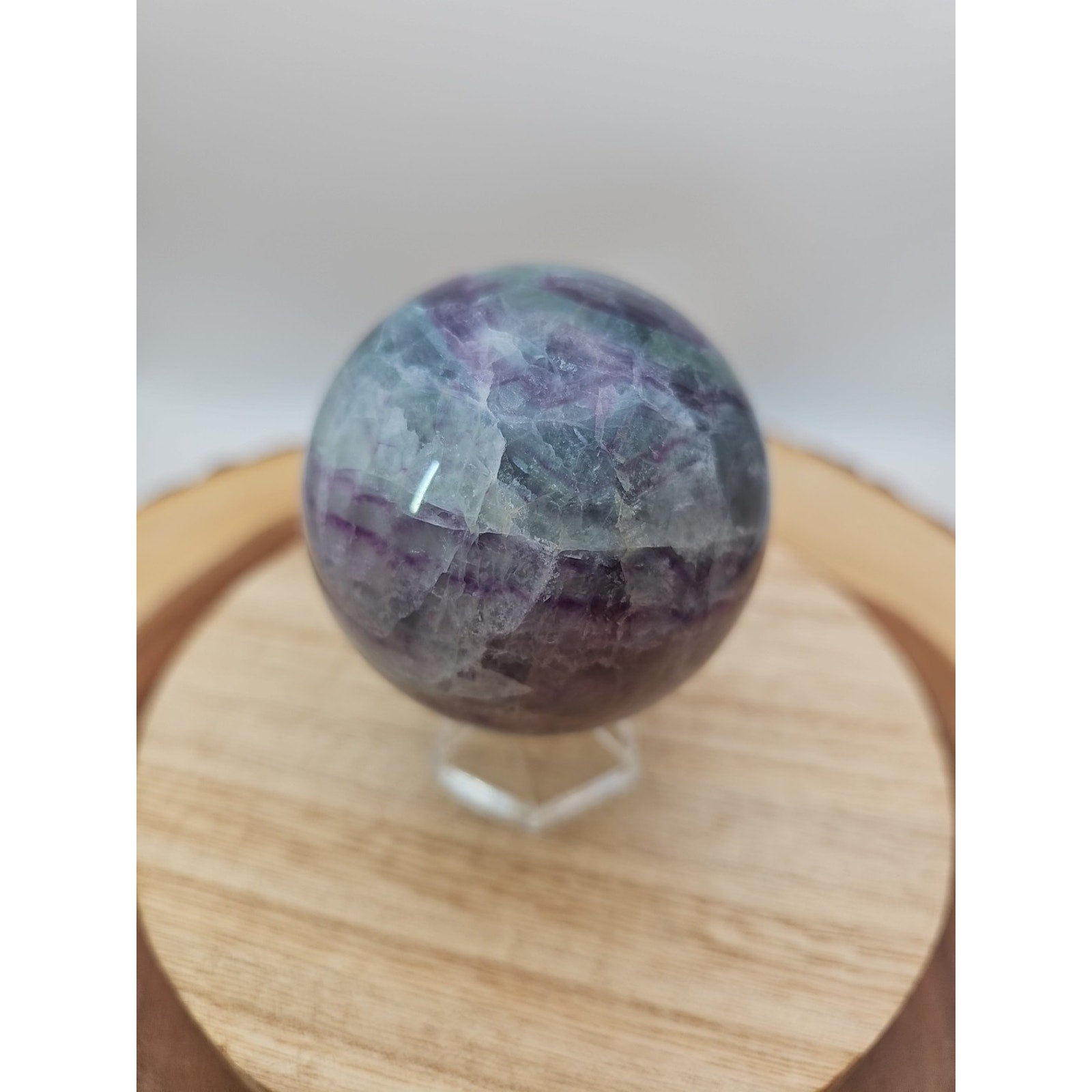 1.09lb Natural Rainbow Fluorite Quartz Crystal Sphere Ball Polished | Crystal Spheres & Eggs | Wiccan Center