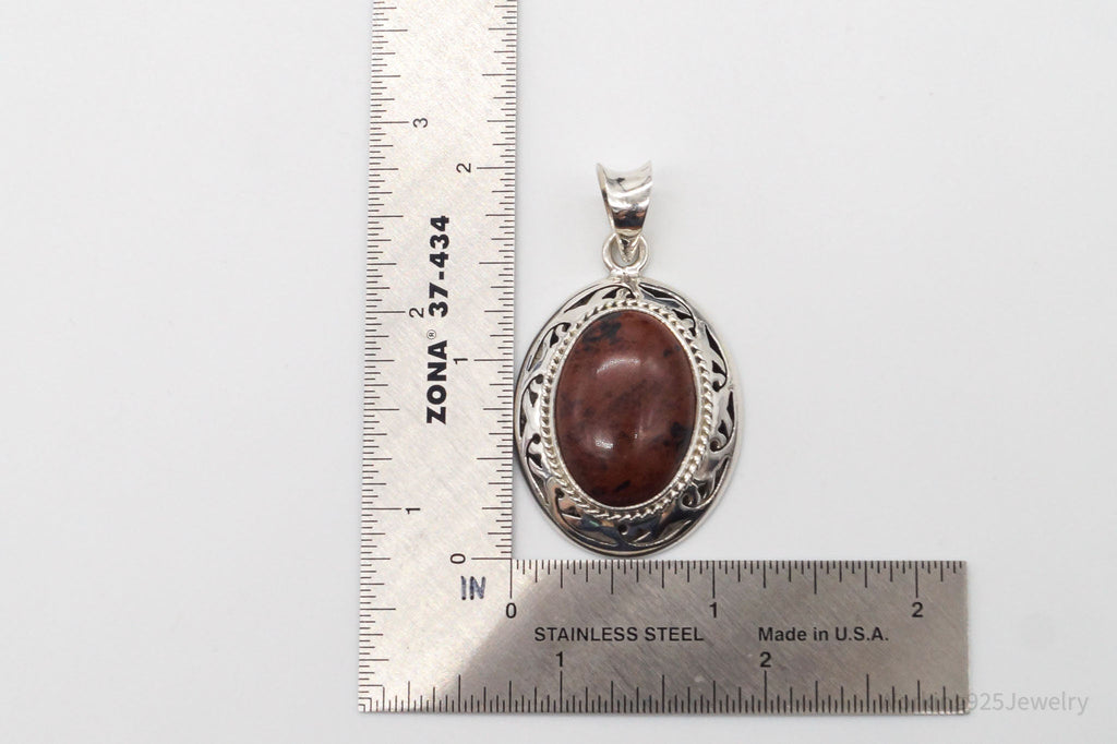 Vintage Large Mahogany Obsidian Sterling Silver Necklace Pendant | Jewelry > Necklaces > Pendants | Wiccan Center