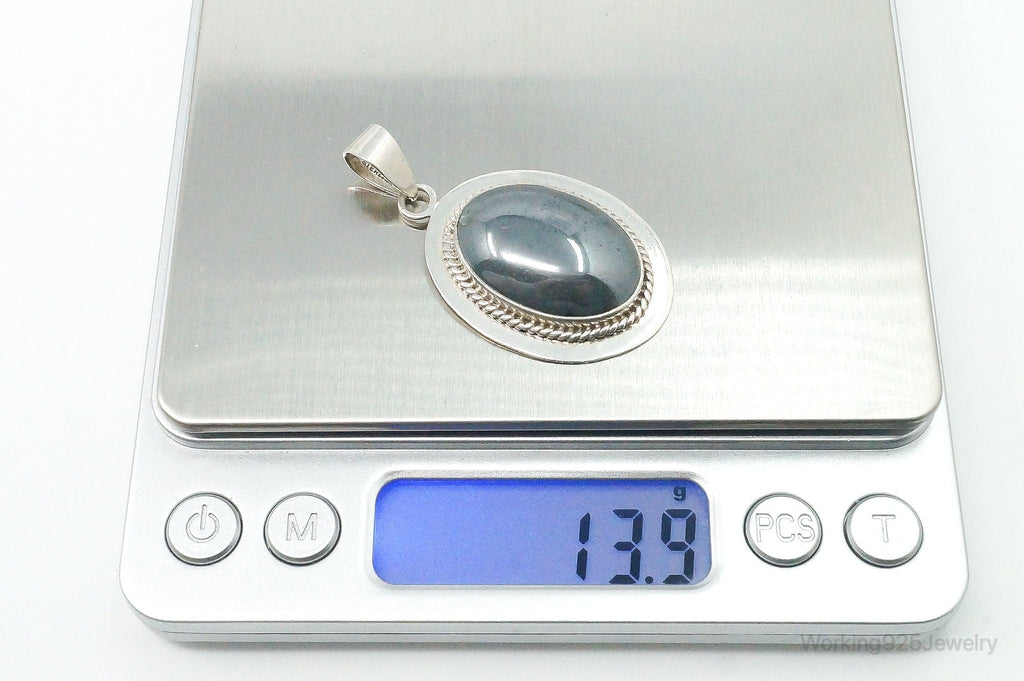 Vintage Large Hematite Sterling Silver Pendant | Jewelry > Necklaces > Pendants | Wiccan Center