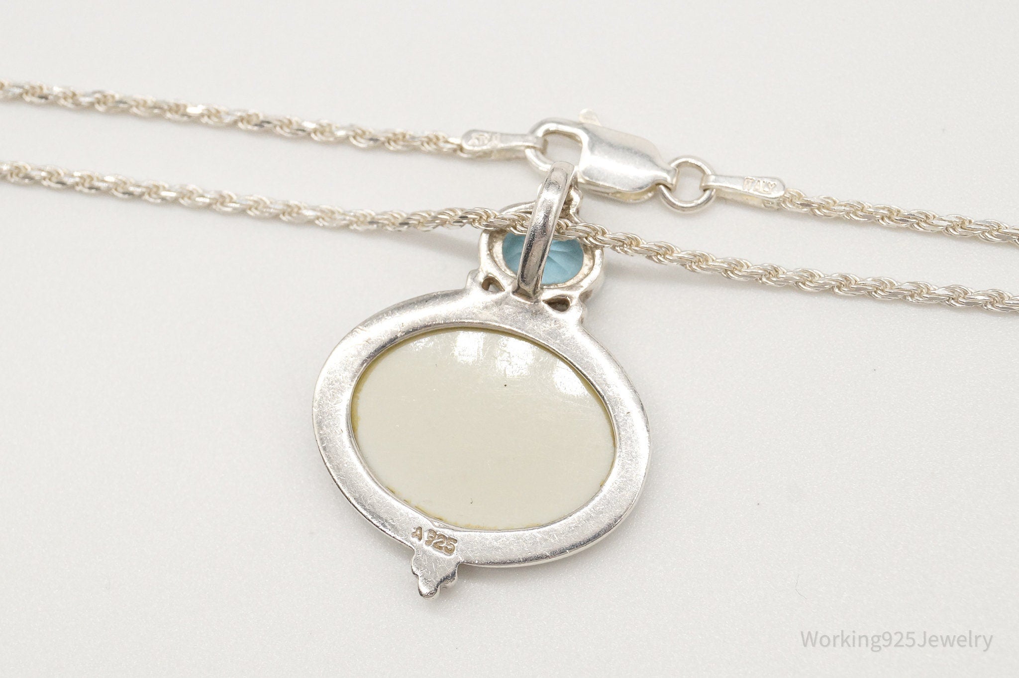 Vintage Paua Abalone Shell Blue Topaz Sterling Silver Necklace | Jewelry > Necklaces > Pendants | Wiccan Center