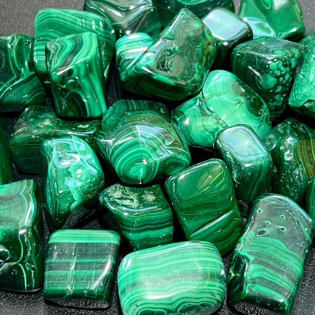 Malachite Tumbled (3 Pcs) Polished Natural Gemstones Healing Crystals And Stones | Retail Tumbled Rocks | Wiccan Center
