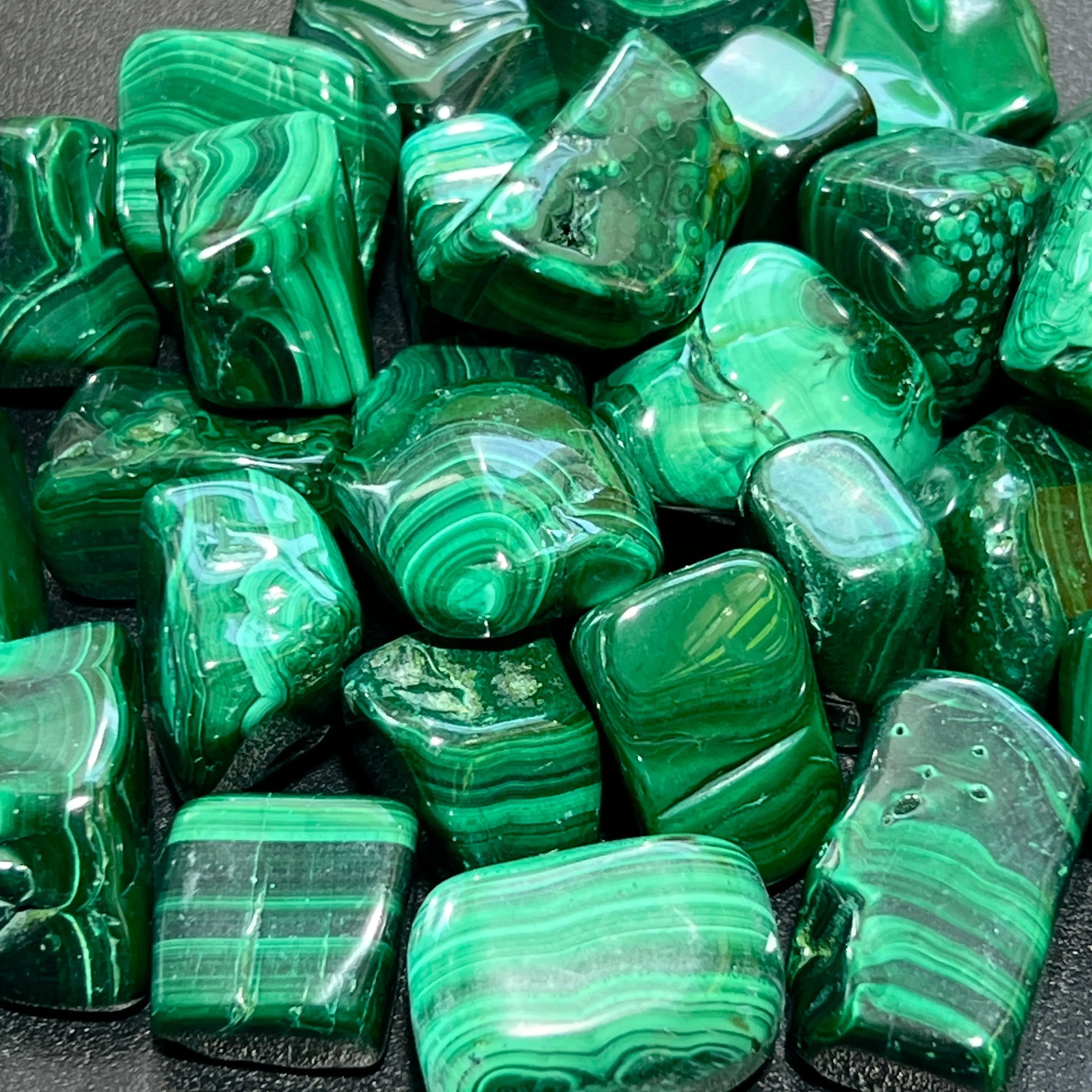 Malachite Tumbled (3 Pcs) Polished Natural Gemstones Healing Crystals And Stones | Retail Tumbled Rocks | Wiccan Center
