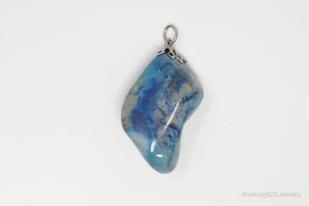 Vintage Large Blue Agate Necklace Pendant | Jewelry > Necklaces > Pendants | Wiccan Center