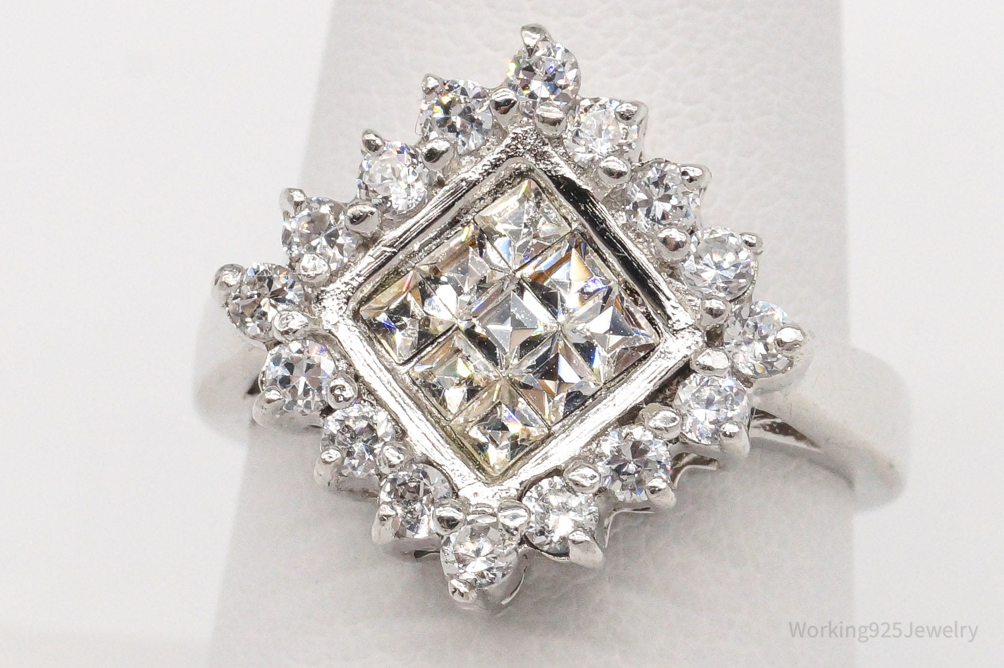 Vintage Cubic Zirconia Sterling Silver Ring - Size 8 | Jewelry > Rings | Wiccan Center