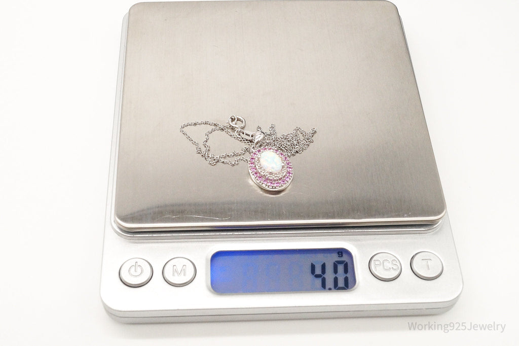 Opal Pink Topaz Cubic Zirconia Sterling Silver Necklace | Jewelry > Necklaces > Pendants | Wiccan Center