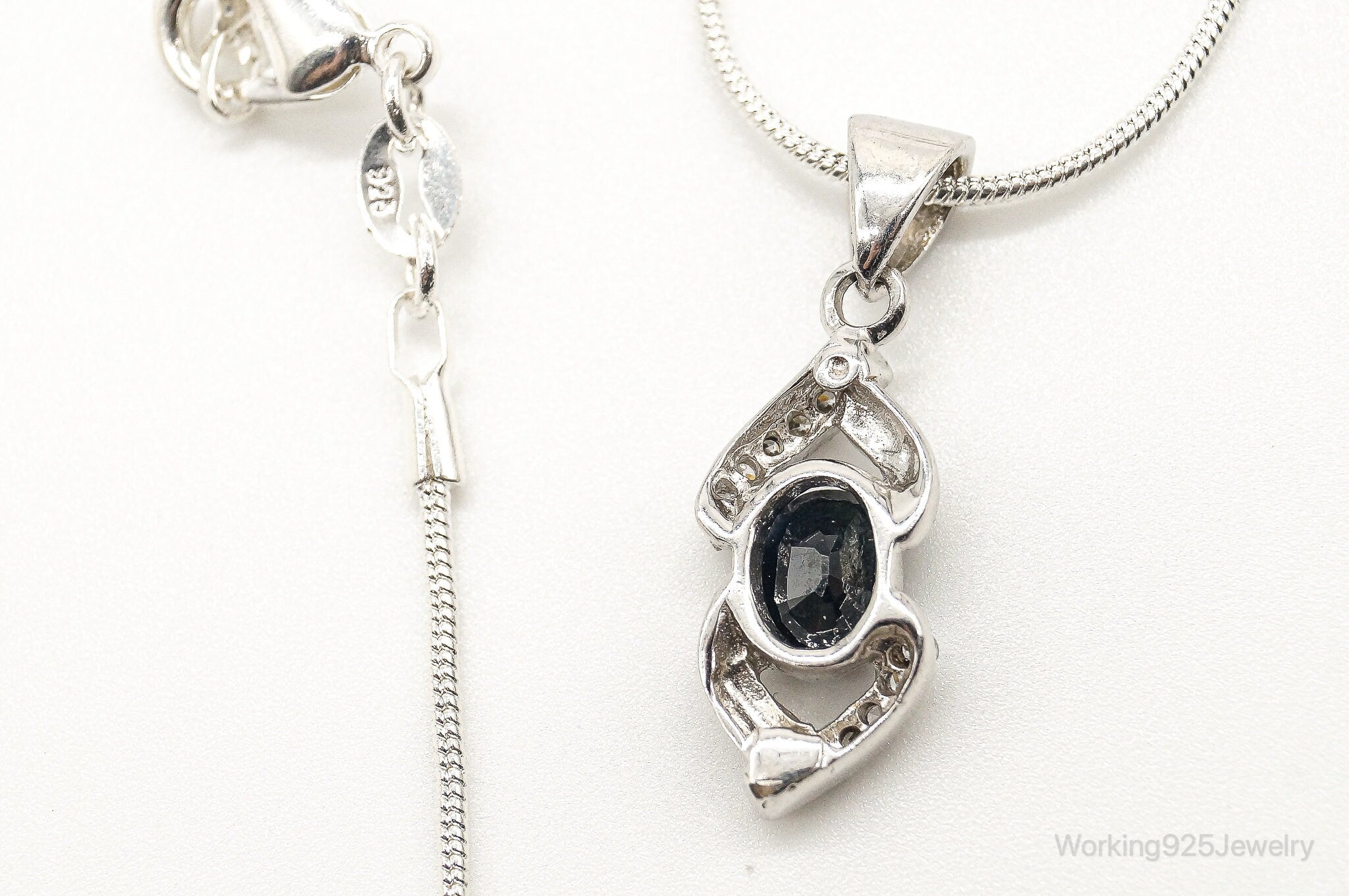 Sapphire Cubic Zirconia Sterling Silver Necklace | Jewelry > Necklaces > Pendants | Wiccan Center