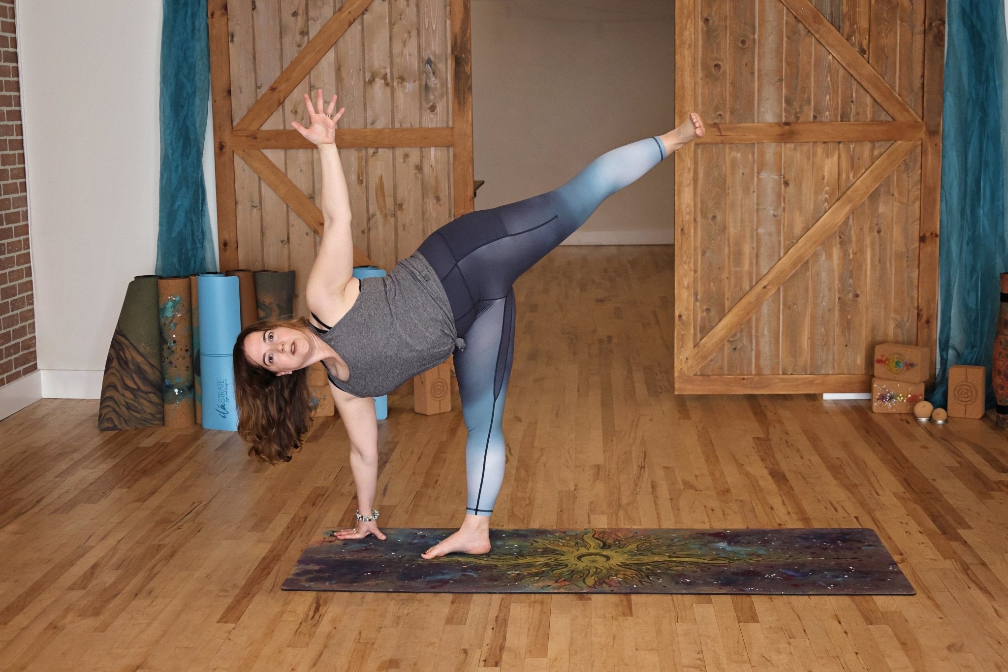 Celestial WANDERER Cork TRAVEL Yoga Mat | Yoga Mat - Hand Painted | Wiccan Center