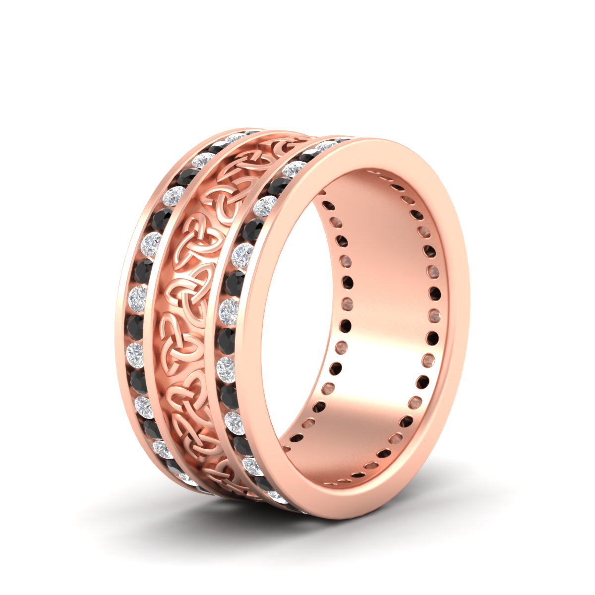 Celtic Knot Diamond Wide Wedding Band Ring