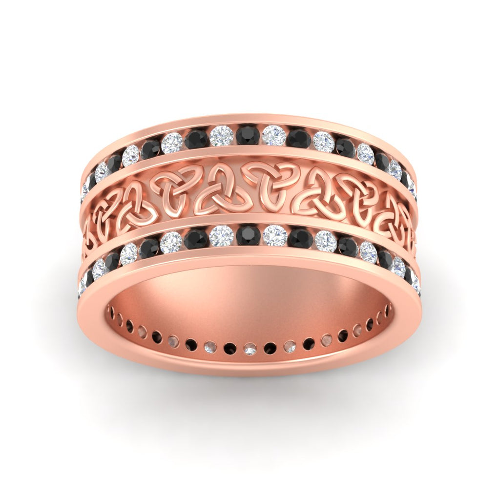 Celtic Knot Diamond Wide Wedding Band Ring