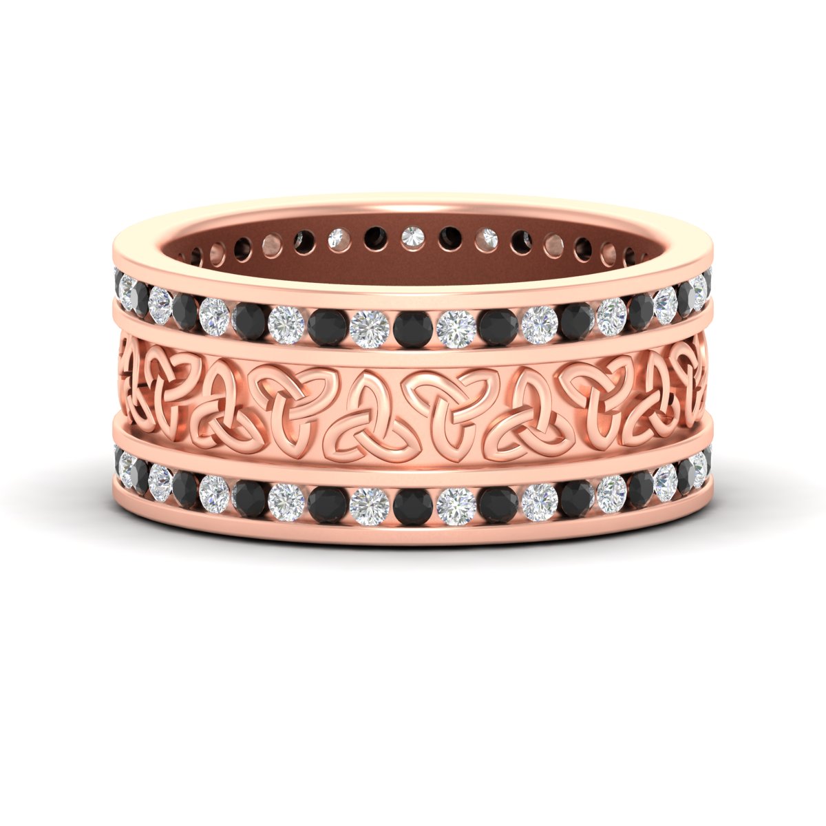 Celtic Knot Diamond Wide Wedding Band Ring