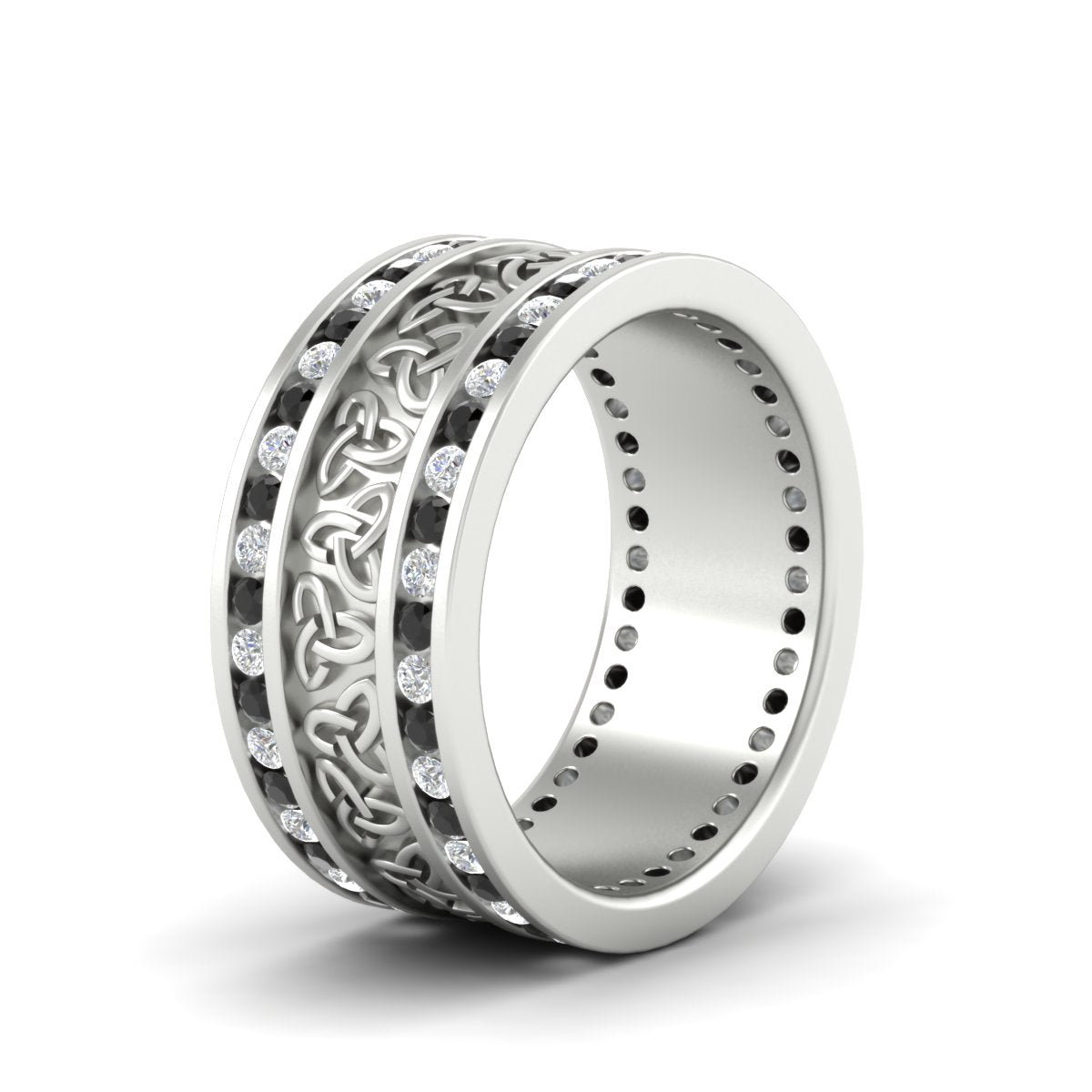 Celtic Knot Diamond Wide Wedding Band Ring