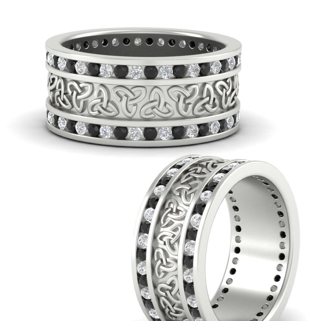 Celtic Knot Diamond Wide Wedding Band Ring