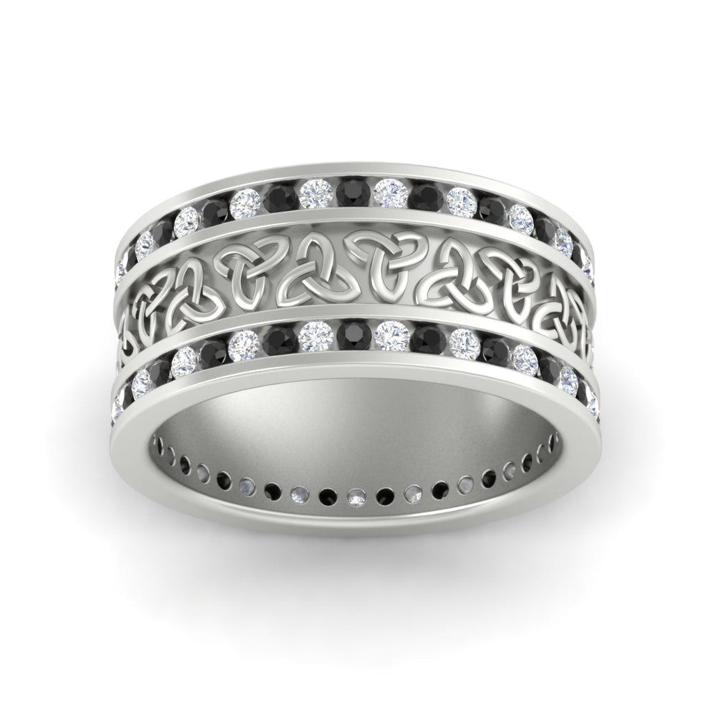 Celtic Knot Diamond Wide Wedding Band Ring