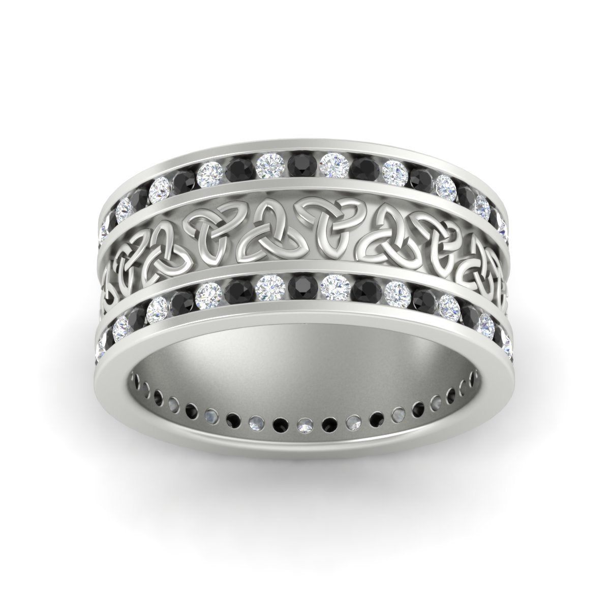 Celtic Knot Diamond Wide Wedding Band Ring