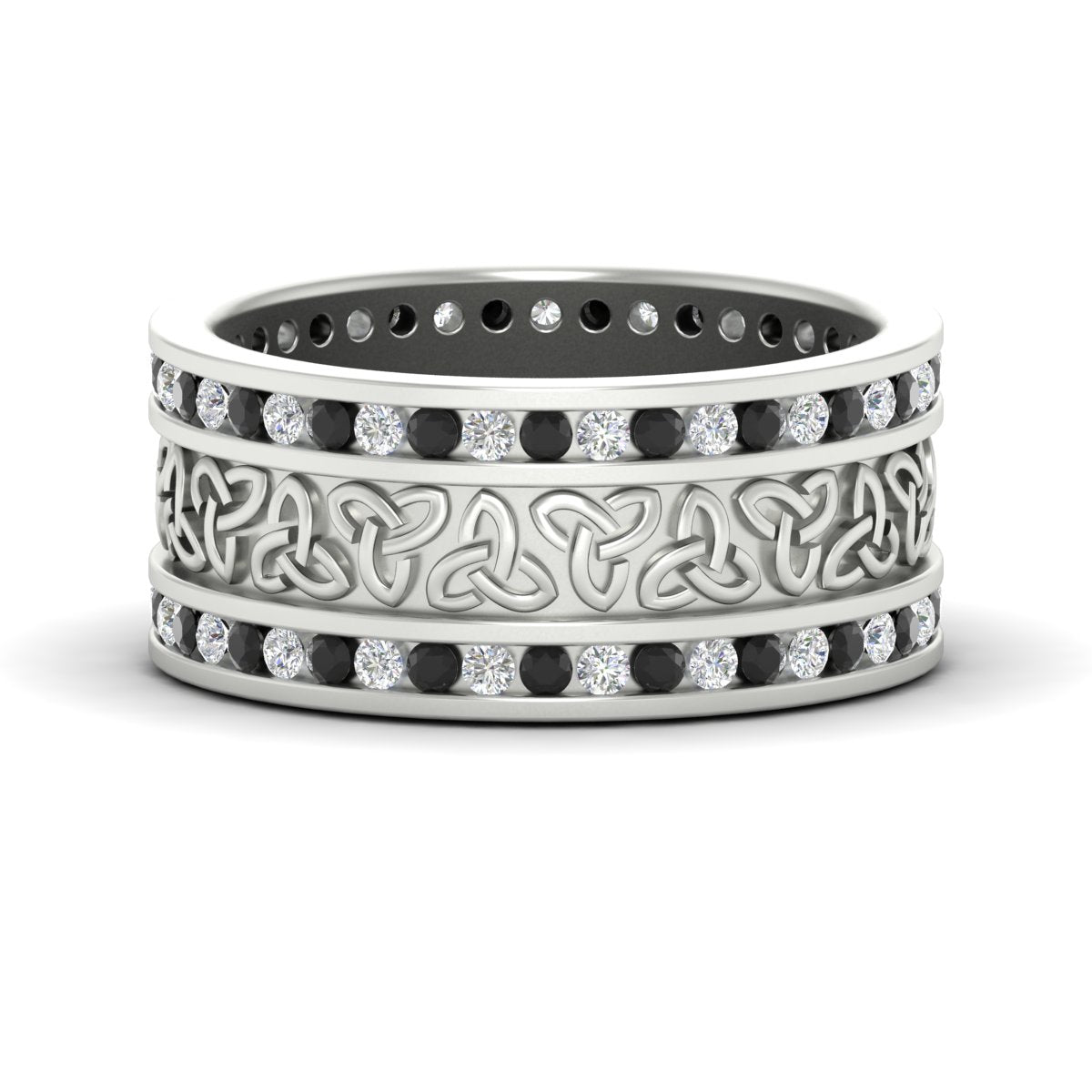 Celtic Knot Diamond Wide Wedding Band Ring