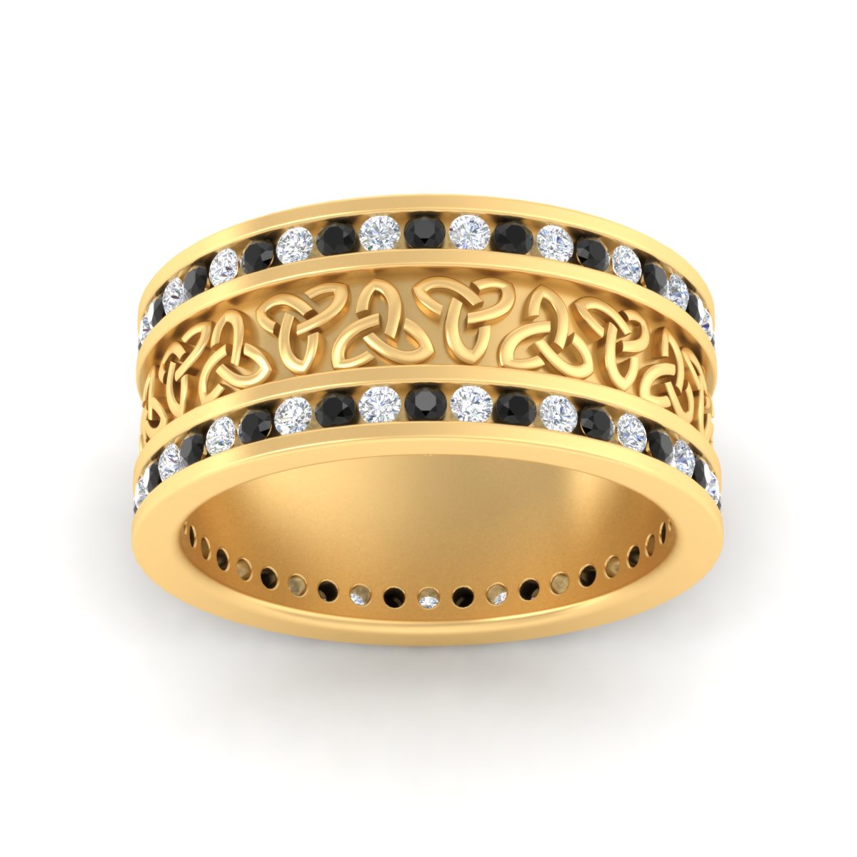 Celtic Knot Diamond Wide Wedding Band Ring