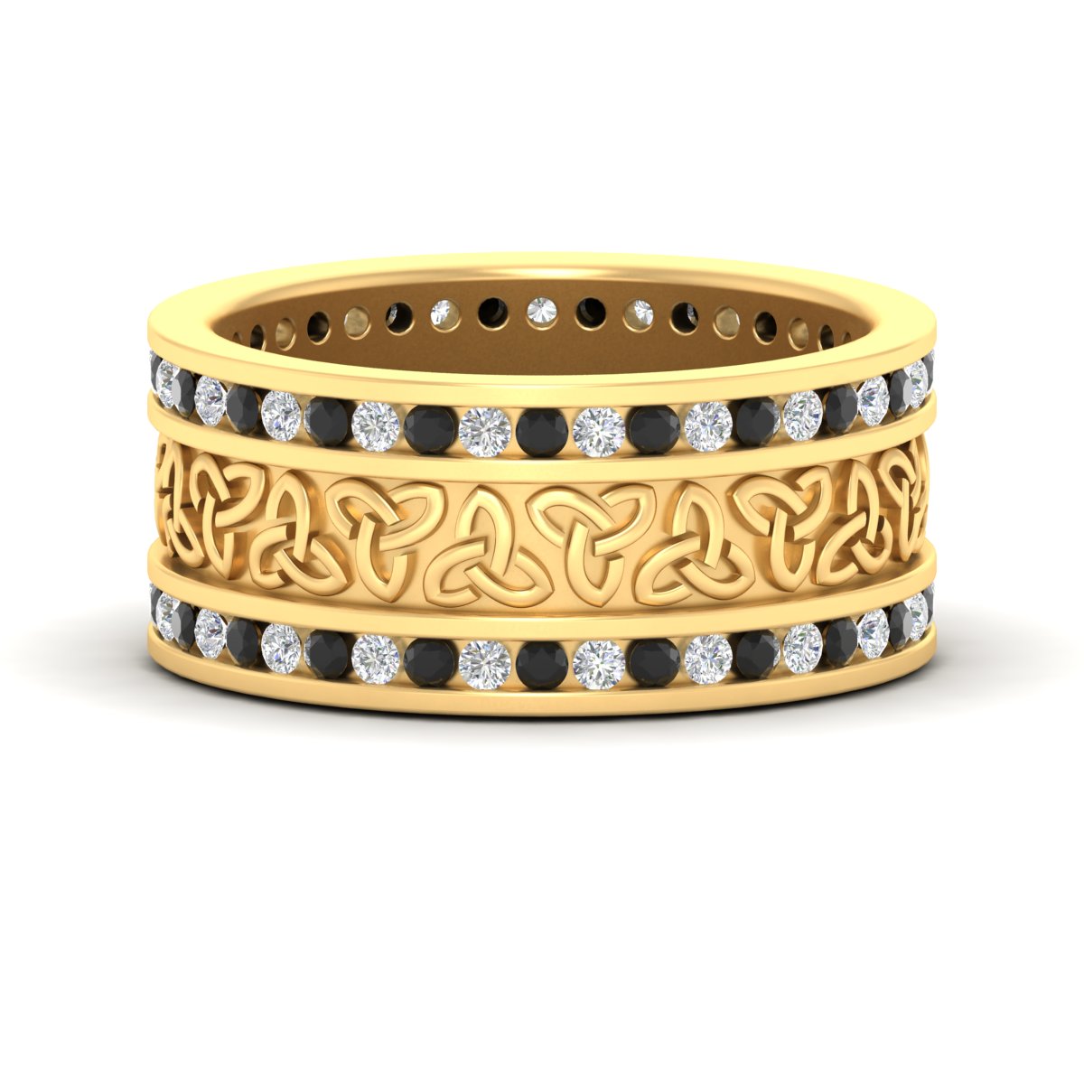 Celtic Knot Diamond Wide Wedding Band Ring