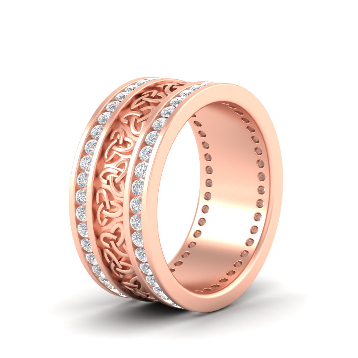 Celtic Knot Diamond Wide Wedding Band Ring