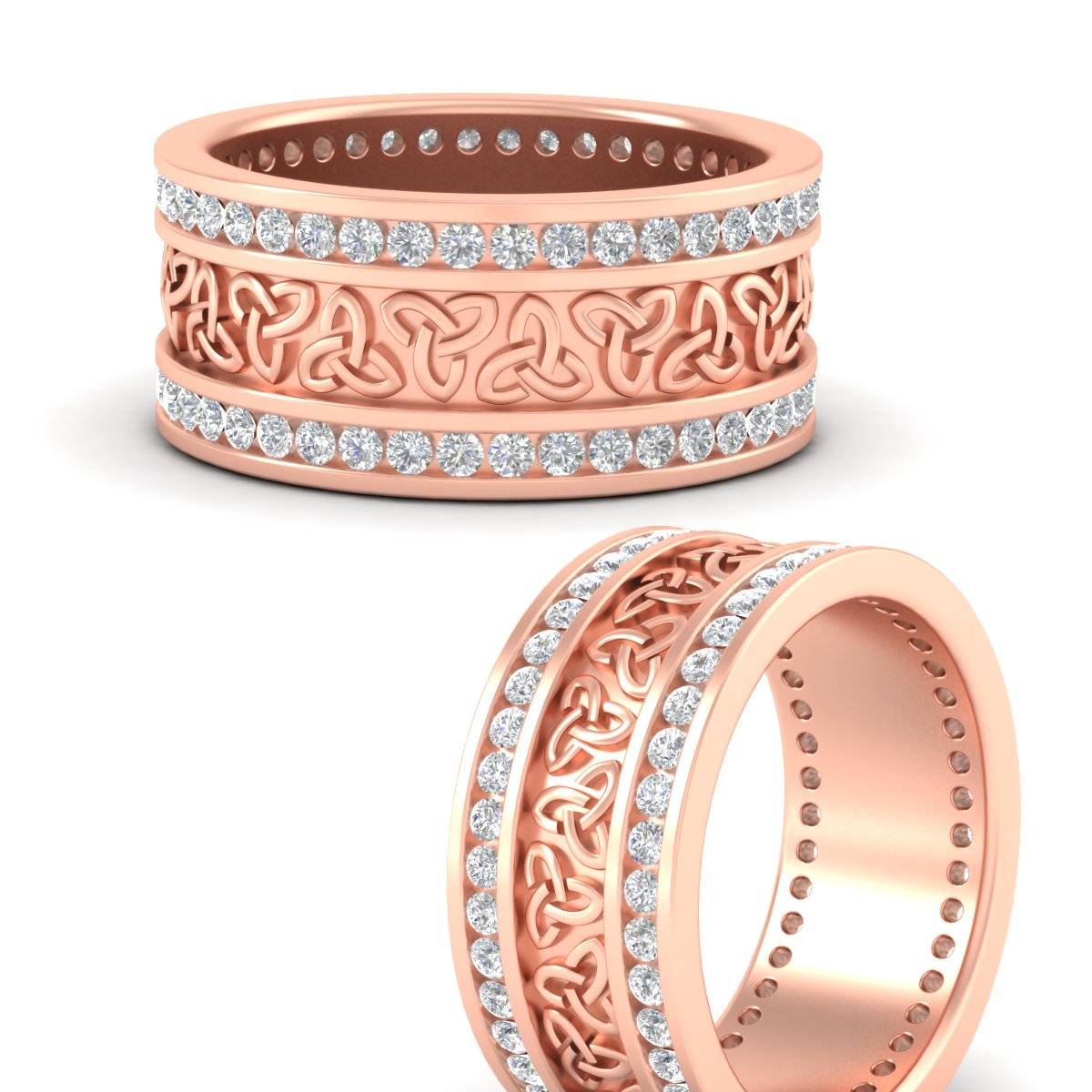 Celtic Knot Diamond Wide Wedding Band Ring