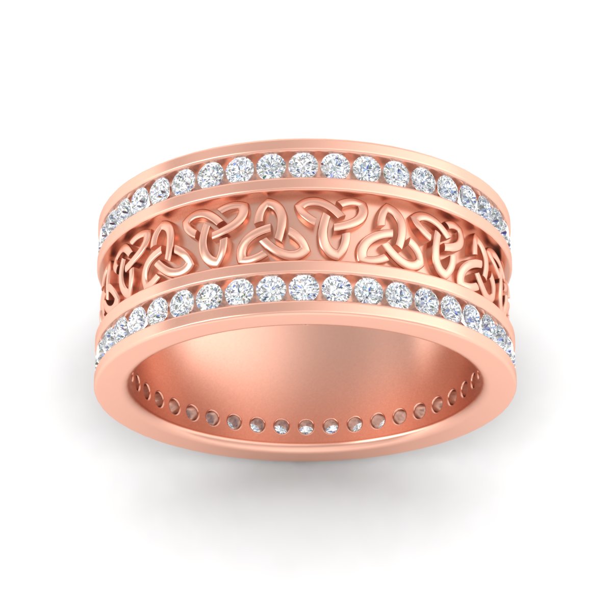 Celtic Knot Diamond Wide Wedding Band Ring