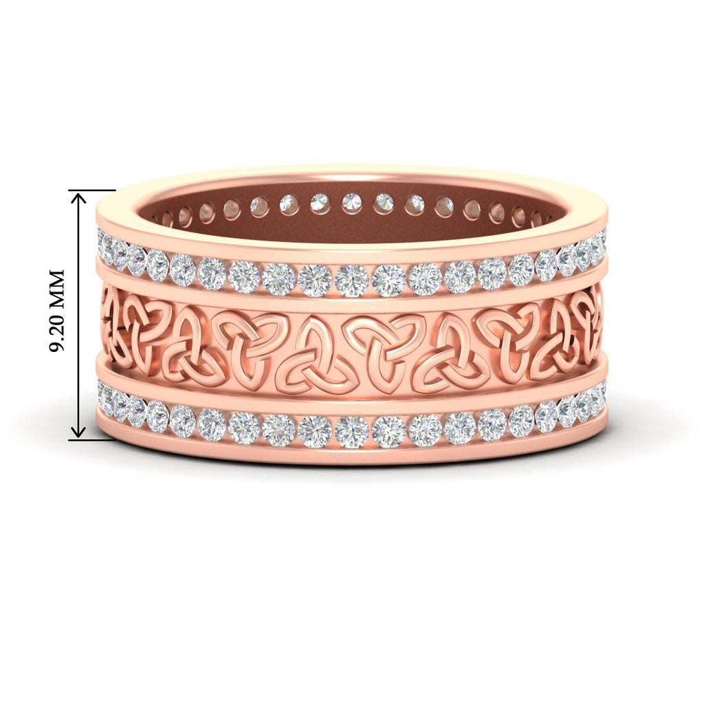 Celtic Knot Diamond Wide Wedding Band Ring