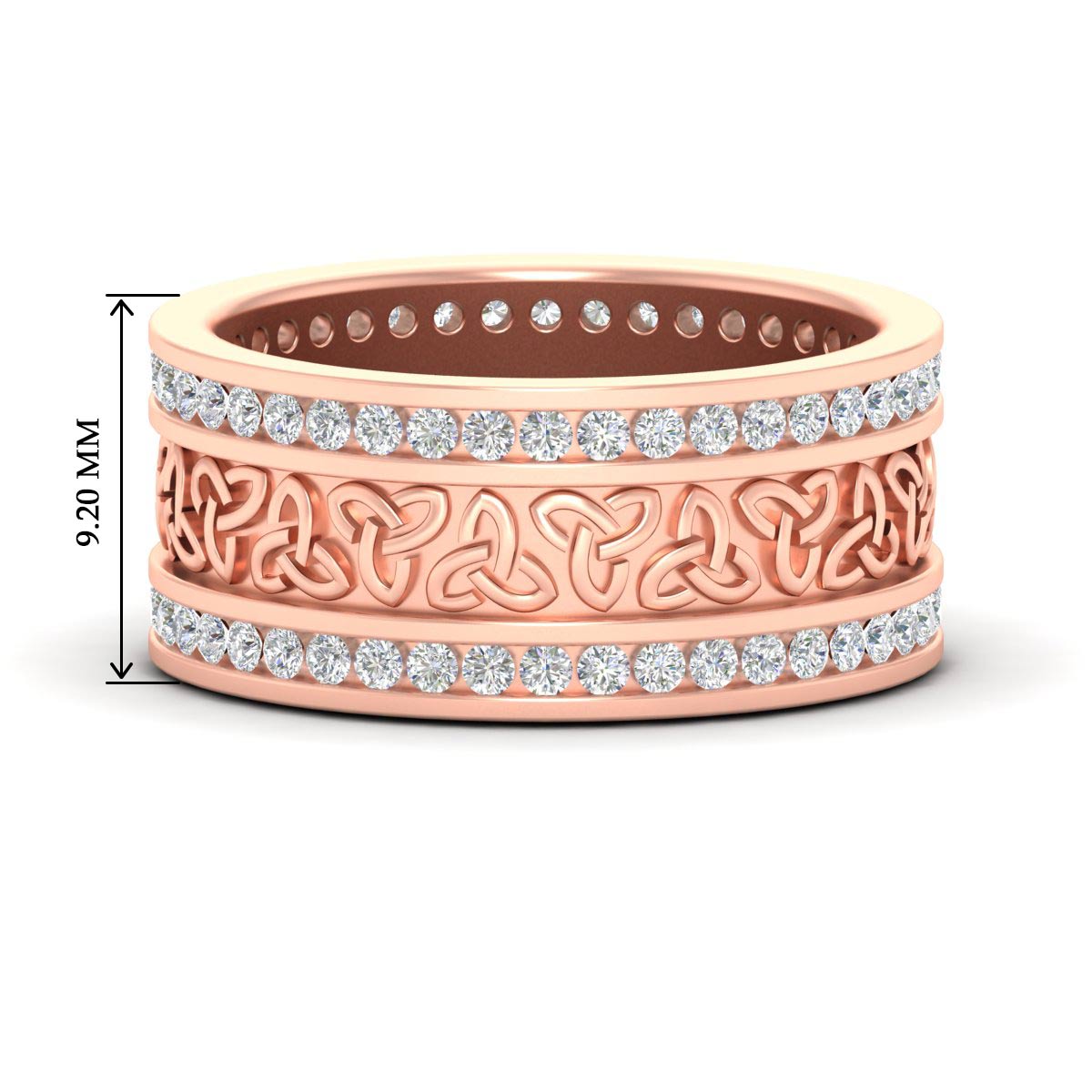 Celtic Knot Diamond Wide Wedding Band Ring