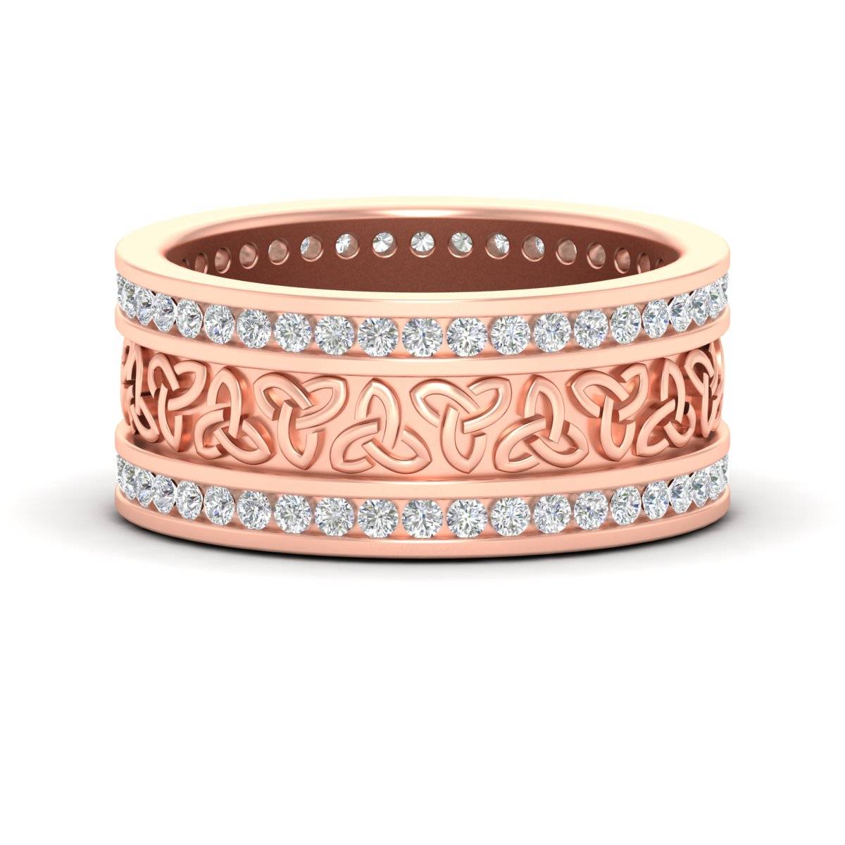 Celtic Knot Diamond Wide Wedding Band Ring