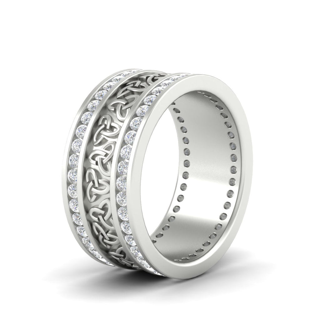 Celtic Knot Diamond Wide Wedding Band Ring