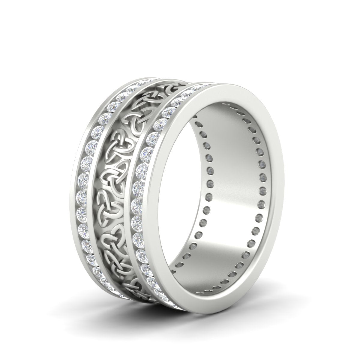 Celtic Knot Diamond Wide Wedding Band Ring